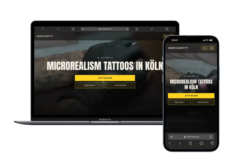 Die von Carmis Studio umgesetzte Website verifizierttt.de auf Laptop und Smartphone